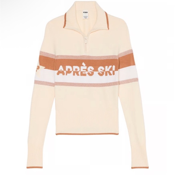 PINK VS VARSITY KNIT HALF-ZIP SWEATER XS size - Picture 2 of 8